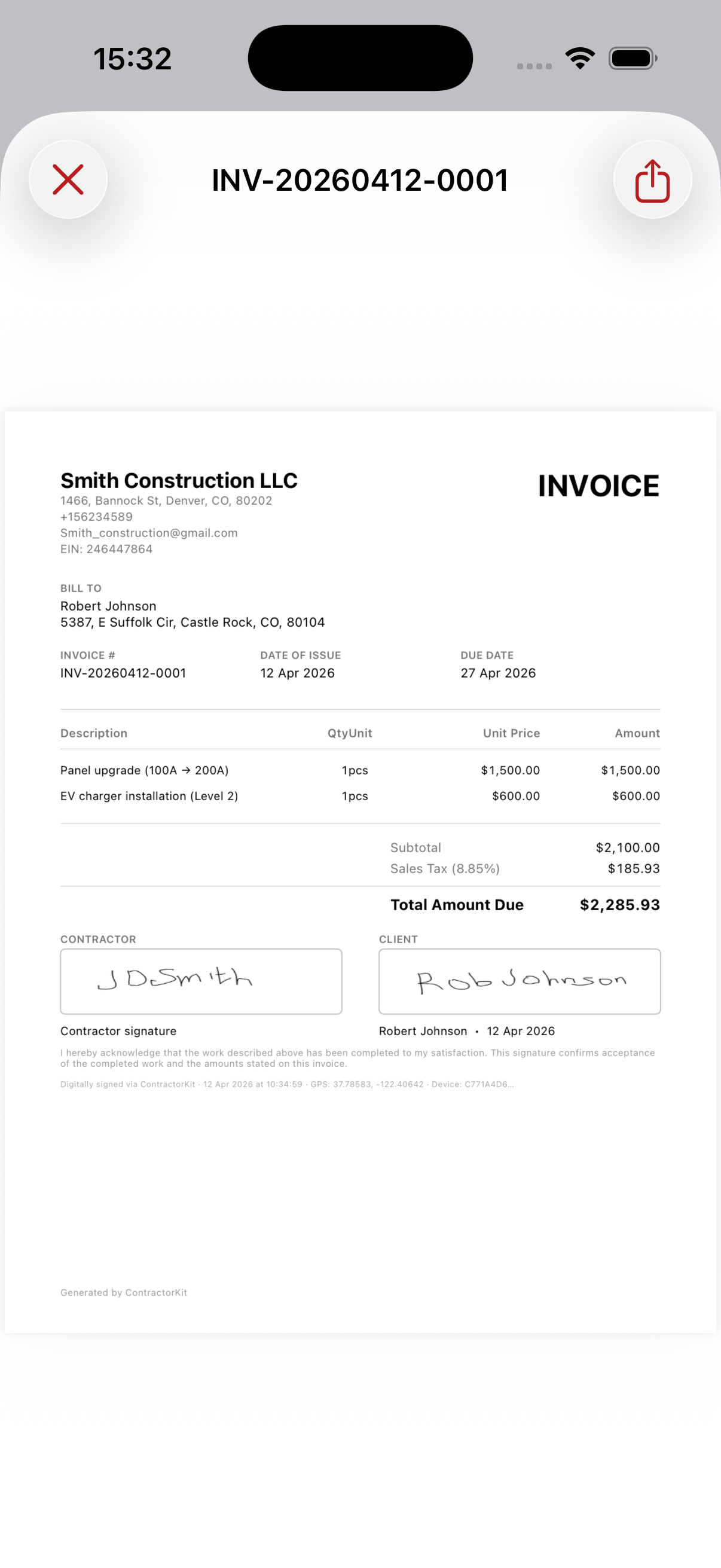 ContractorKit Invoice