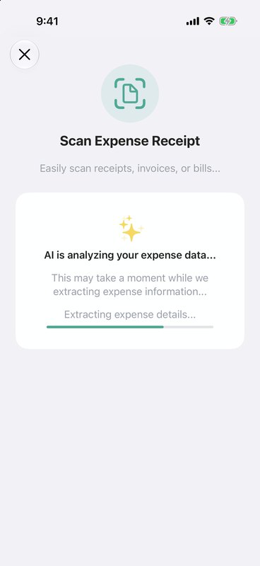 AI analyzing the scanned receipt and extracting expense details